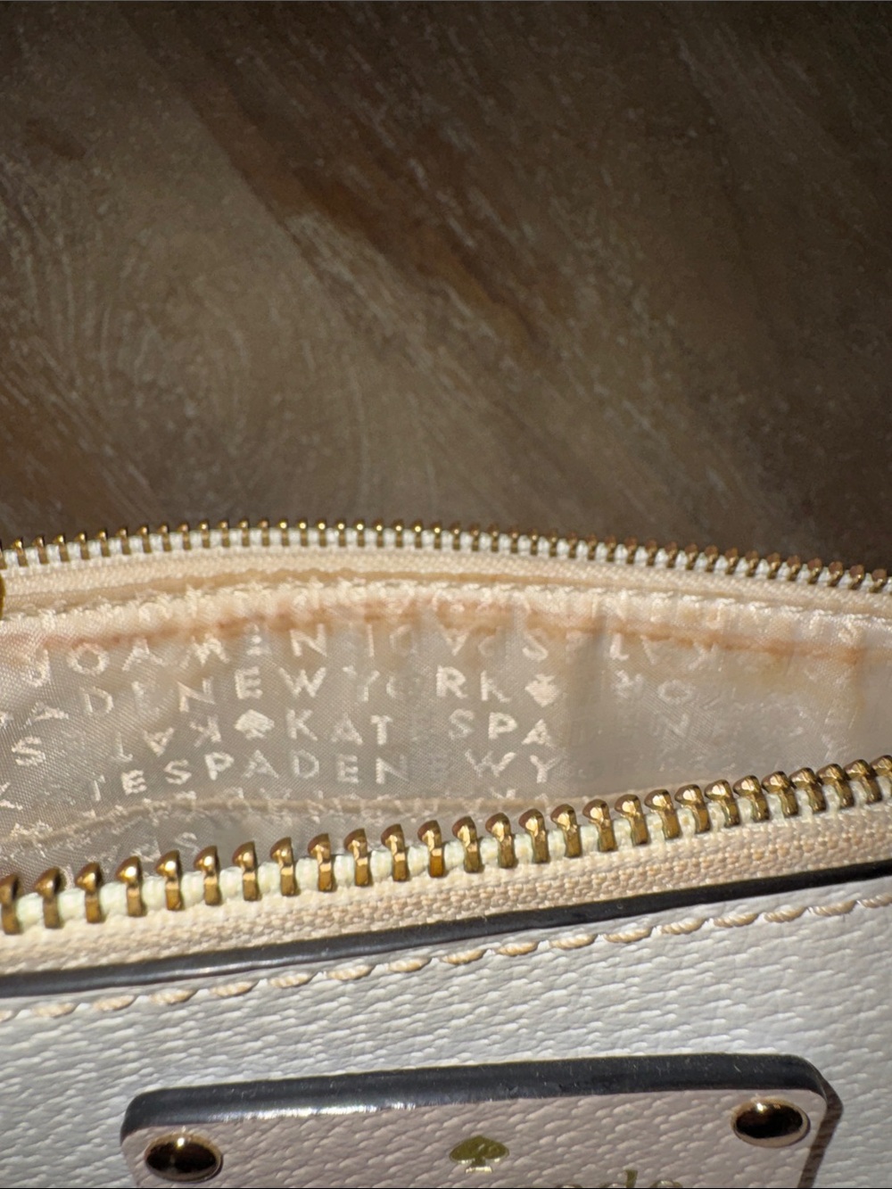 kate spade Two-Tone Cream and Light Tan Pebbled Leather Crossbody - Picture 7 of 7